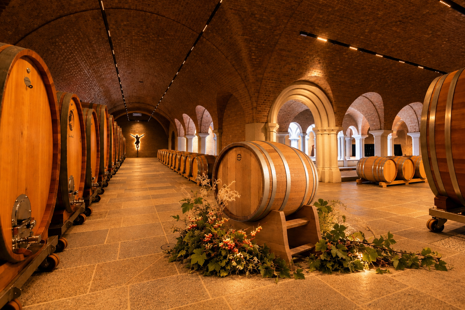 Weinfässer in den Kreuzgangkeller des Schloss Gobelsburg